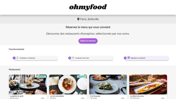 aperçu du site web Ohmyfood